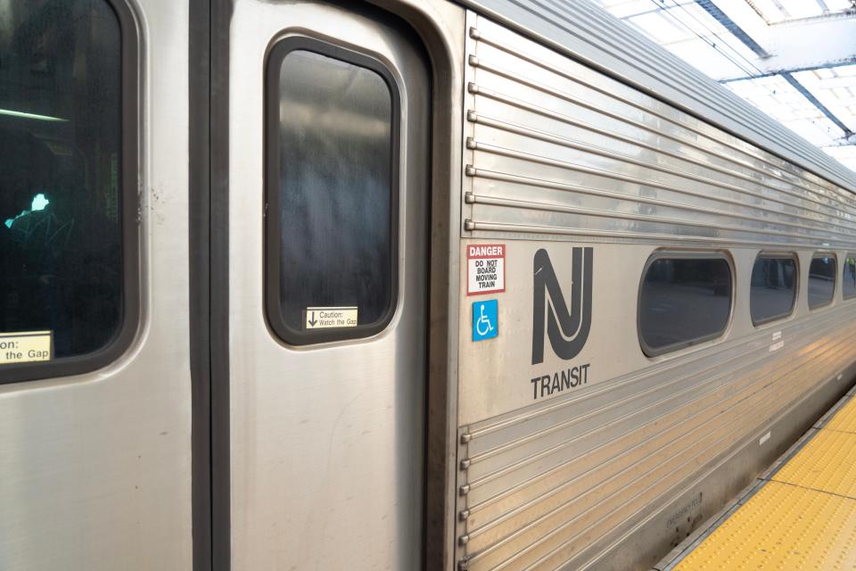 NJ Transit train at Newark Penn Station in Newark, NJ on Wednesday Nov. 15, 2023.