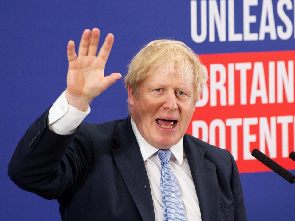 Boris Johnson delivers a speech as he visits Healey's Cornish Cyder Farm on 27 November: Getty Images