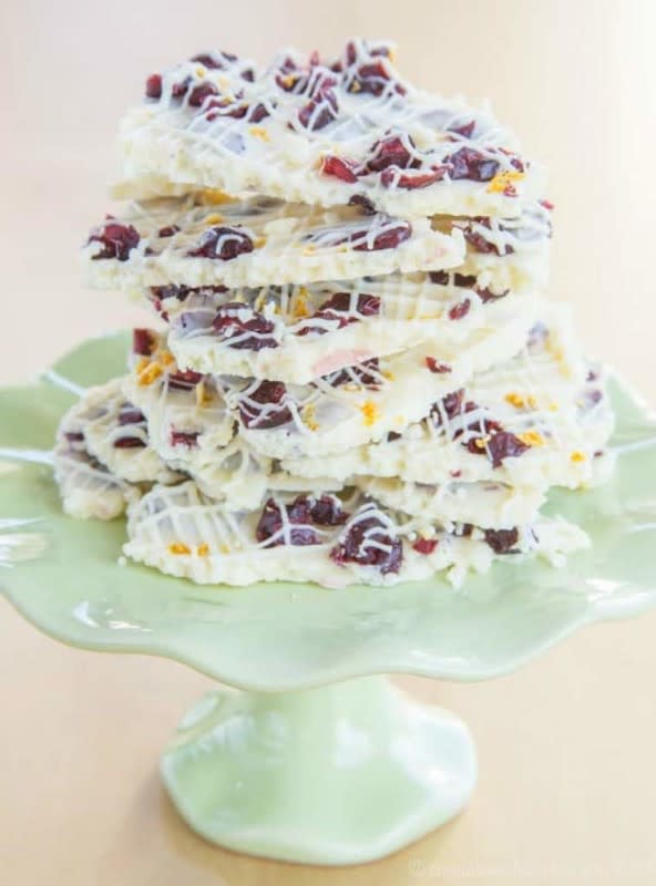 <p>Cupcakes & Kale Chips</p><p>If you're a fan of Starbucks' cranberry bars, this will taste very familiar.</p><p><strong>Get the recipe: <a href="https://cupcakesandkalechips.com/cranberry-bliss-white-chocolate-bark/" rel="nofollow noopener" target="_blank" data-ylk="slk:Cranberry Bliss White Chocolate Bark;elm:context_link;itc:0;sec:content-canvas" class="link rapid-noclick-resp">Cranberry Bliss White Chocolate Bark</a></strong></p>