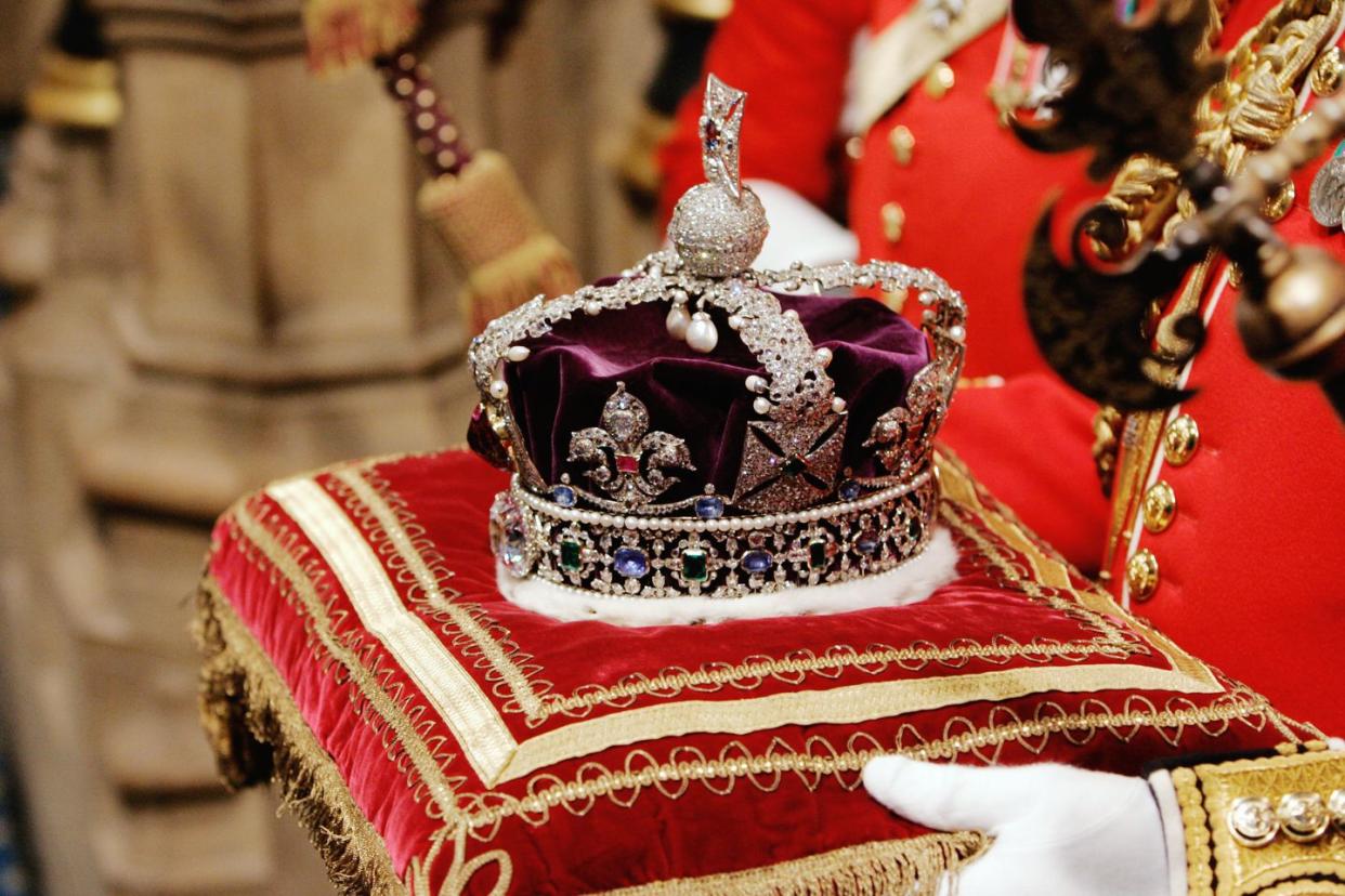 london, england november 6 the imperial state crown is brought to the house of lords for the state opening of parliament on november 6, 2007 in london, england photo by tim graham photo library via getty images