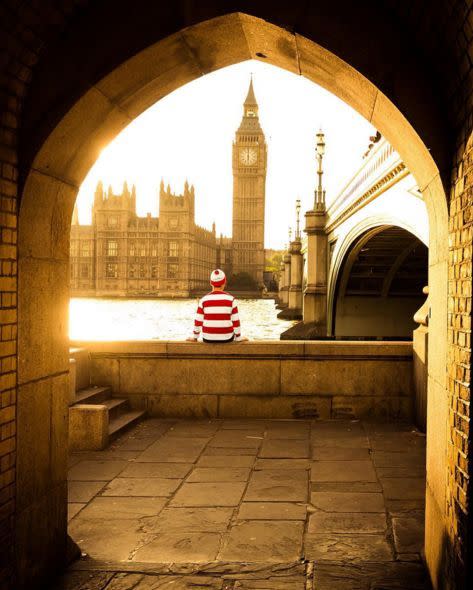 Time stops as Wally contemplates life in front of Big Ben.