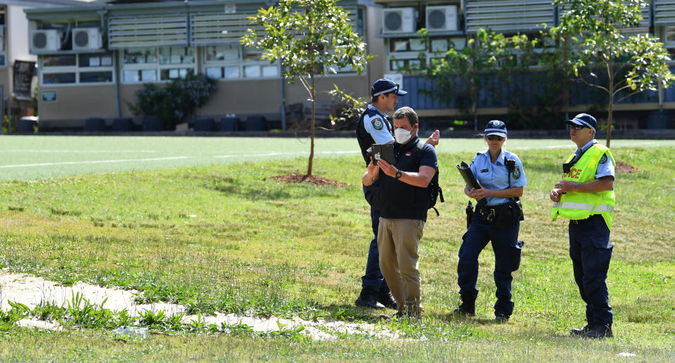 Police at the scene at Manly West Public School.