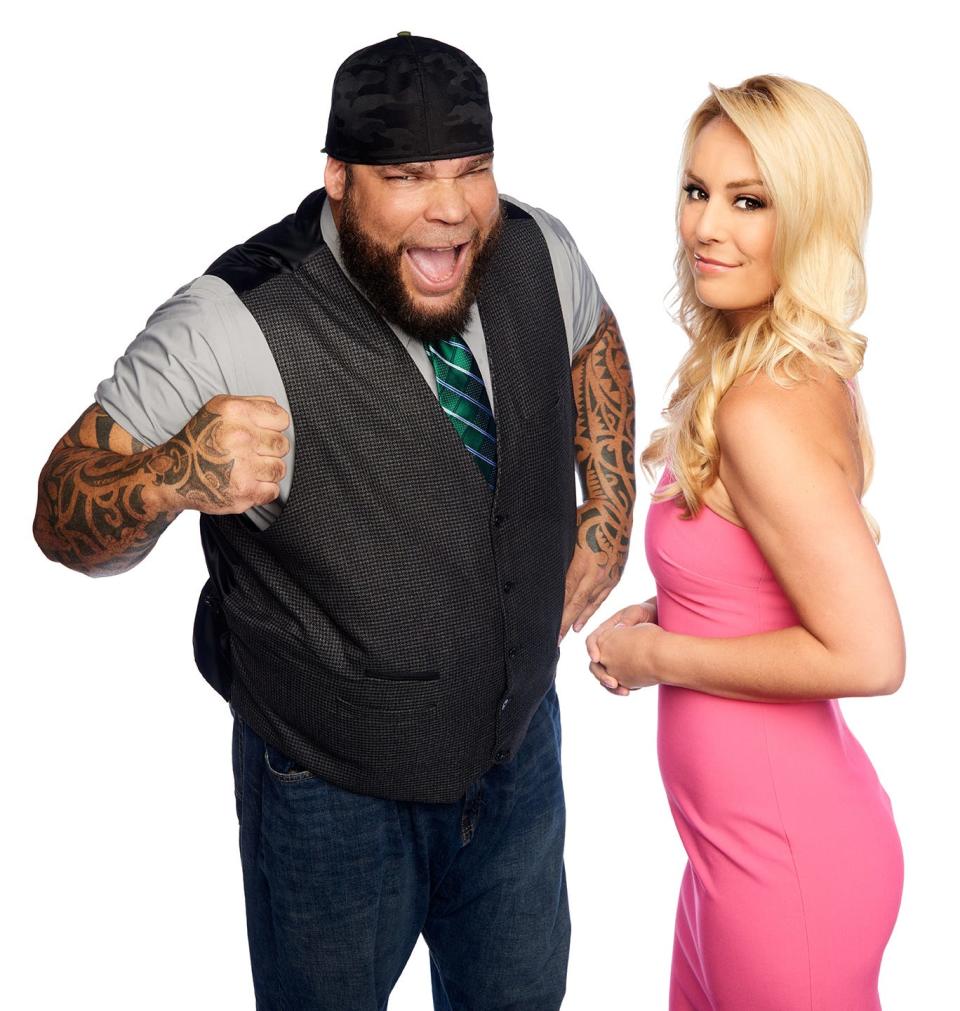 Tyrus, at left, and Britt McHenry, former co-hosts of "Un-PC," on the Fox Nation subscription streaming service.