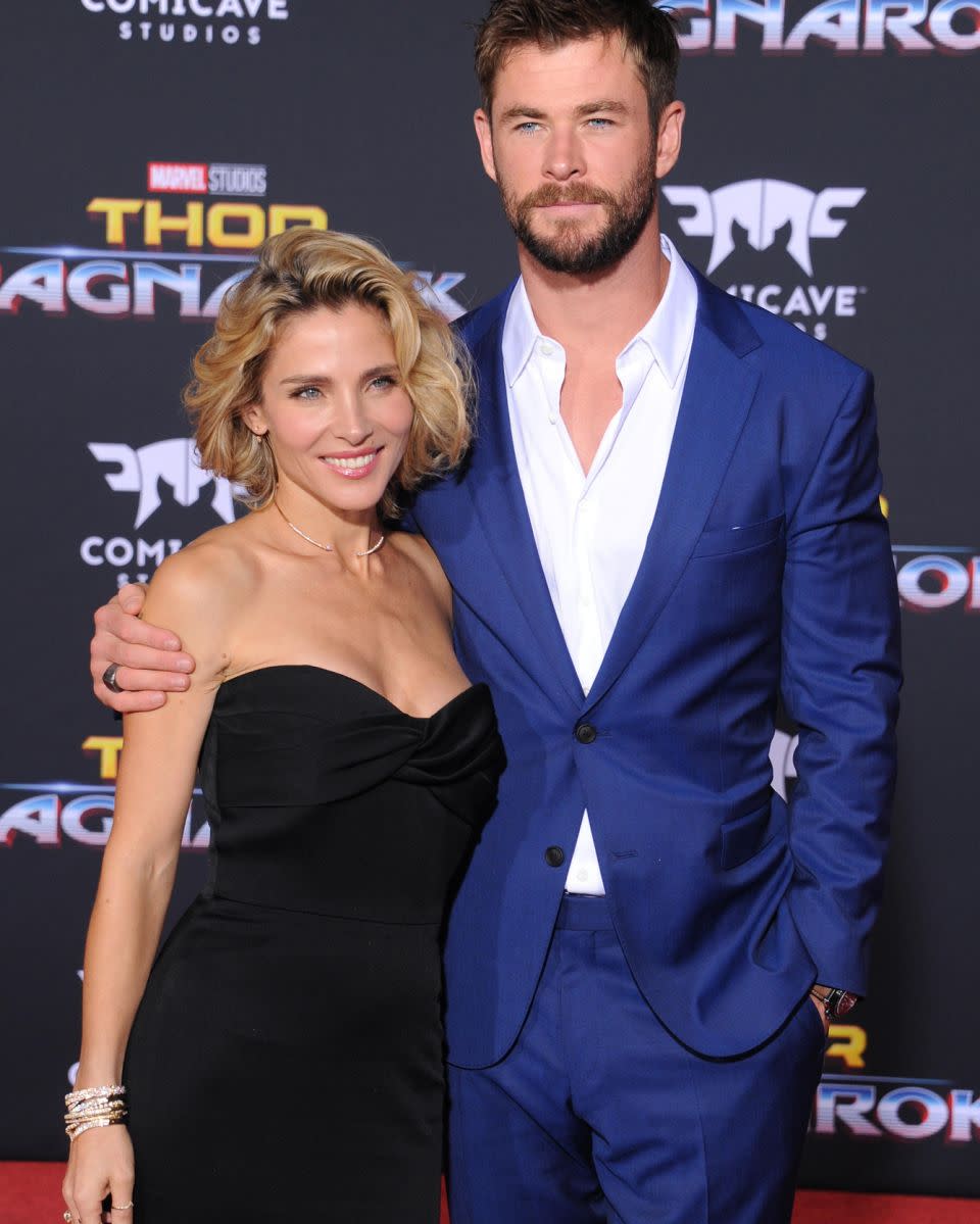 Back in 2015, the couple left the glitz and glam of Hollywood and relocated to Byron Bay. Chris and Elsa are pictured here together at the Thor: Ragnarok premiere last year. Source: Getty