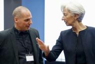 Greek Finance Minister Yanis Varoufakis listens to International Monetary Fund (IMF) Managing Director Christine Lagarde (R) during an euro zone finance ministers meeting in Luxembourg, June 18, 2015. REUTERS/Francois Lenoir