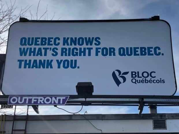 A billboard promoting Quebec's secularism law is shown in Ottawa in 2019. Bloc Québécois Leader Yves-François Blanchet echoed the slogan on Tuesday, warning the federal government not to get involved in a legal challenge of Bill 21.