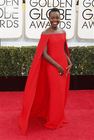 Actress Lupita Nyong'o arrives at the 71st annual Golden Globe Awards in Beverly Hills, California January 12, 2014. REUTERS/Danny Moloshok