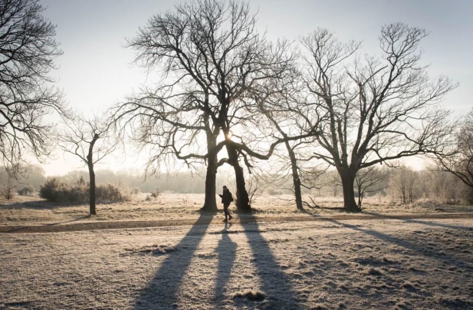 A chilly Wanstead Park in London (PA)