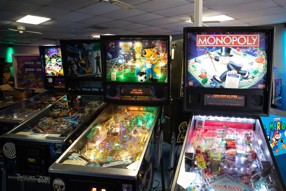 Pinball machines inside Quasar's Arcade  at 5301 Everhart Road in Corpus Christi.