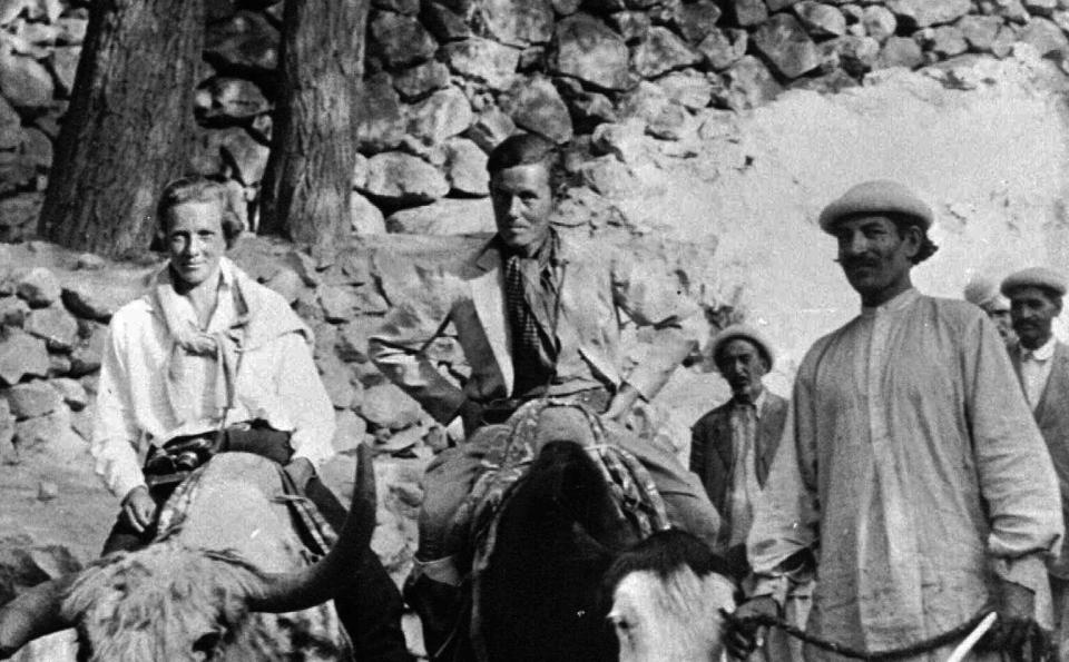 Peter Fleming riding a yak in Pakistan in 1935 while working for The Times - AP