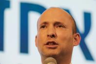 Israeli Education Minister Naftali Bennett, one of Prime Minister Benjamin Netanyahu's main right-wing rivals, gives a speech in Ramat Gan on November 15, 2018