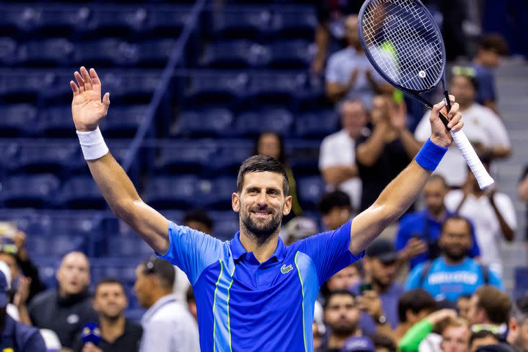 La alegría de Novak Djokovic, que regresó al US Open luego de dos años y venció, con contundencia, a Alexandre Muller