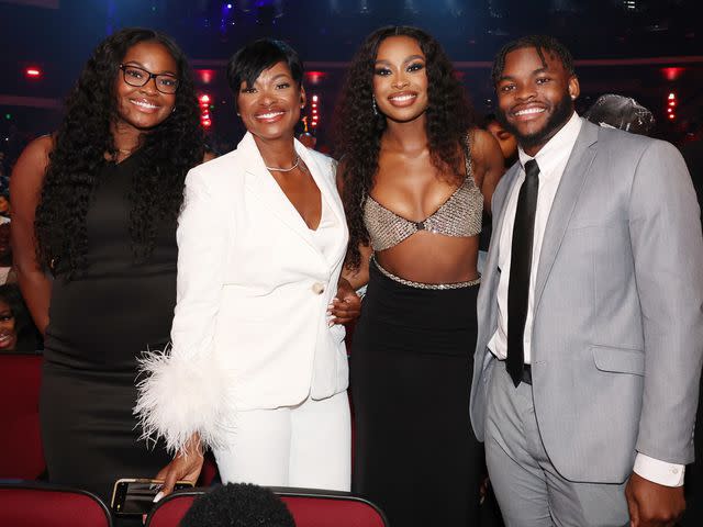 <p>Johnny Nunez/Getty</p> Aja Jones, Javonda Jones, Coco Jones and Mike Jones Jr. attend the BET Awards 2023 at Microsoft Theater on June 25, 2023 in Los Angeles, California.