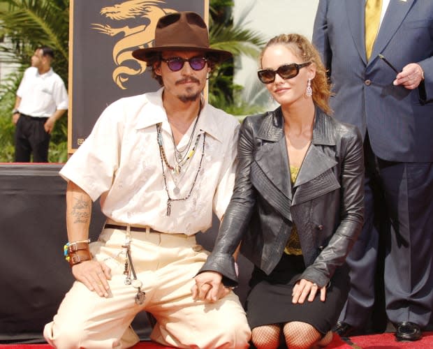 Johnny Depp and Vanessa Paradis<p><a href="https://www.gettyimages.com/detail/184524248" rel="nofollow noopener" target="_blank" data-ylk="slk:Jon Kopaloff/Getty Images;elm:context_link;itc:0;sec:content-canvas" class="link ">Jon Kopaloff/Getty Images</a></p>