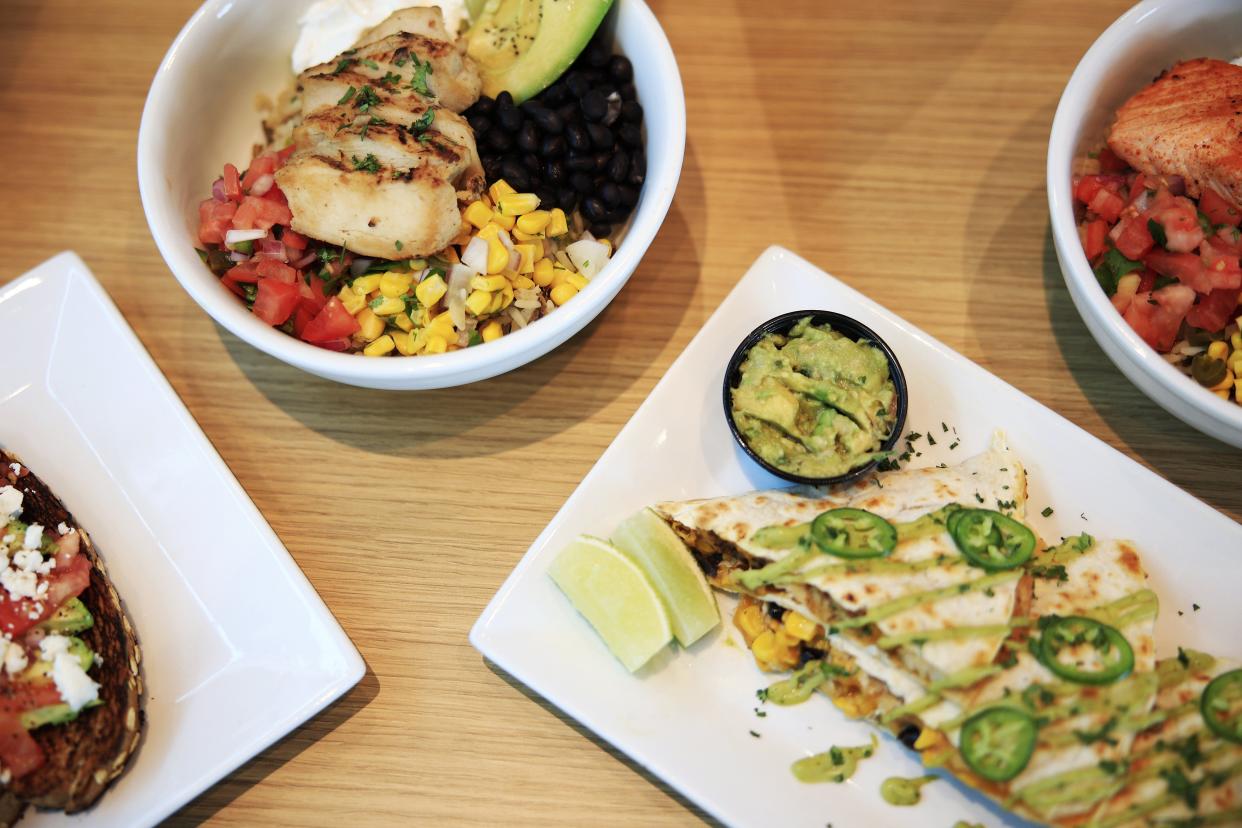 Southern Grounds' menu features a variety of options, including Baja Ancient Grains Bowl and Not Yo' Mamas Quesadilla.