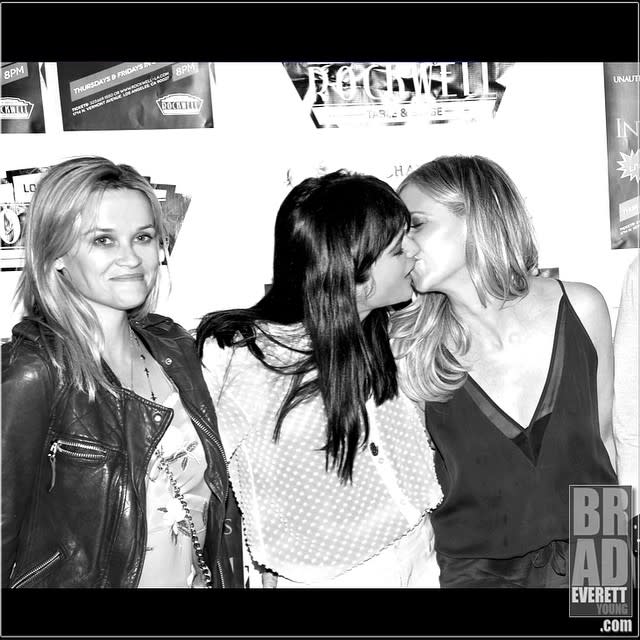 Reese Witherspoon, Selma Blair and Sarah Michelle Gellar, who played the three fatally dysfunctional main characters in the hit 1999 teen melodrama <em>Cruel Intentions</em>, were all smiles when they reunited in Los Angeles on Thursday. One fan even caught Blair and Gellar recreating their movie kiss at the event. Witherspoon snapped a pic of the smiling trio for Instagram, writing: "Best girls night of the year!!! #cruelintentions." The former co-stars met up to take in a performance of <em>Cruel Intentions the Musical</em>, a "completely unauthorized" parody featuring hits from the '90s and staged at LA's Rockwell Table + Stage, where they've done similar takes on <em>Pretty in Pink</em> and even <em>Pulp Fiction</em>. <strong>PHOTOS: The Very Best TV, Movie and Music Reunions! </strong> Witherspoon also posted a photo from inside the performance, writing, "Sebastian and Kathryn reunite! #cruelintentionsmusical #90sflashback." Meanwhile, Gellar was commemorating the day with pictures as well. She snapped an equally adorable group pic from inside the theater. And the trio weren't content with just watching! Blair, Witherspoon and Gellar were both seen getting super into the show, and singing along to the musical. Geller also posted a #TBT pic of her and <em>Cruel Intentions</em> writer/director Roger Kumble, wishing the filmmaker a happy birthday. Blair also wished Kumble a happy birthday with a throwback pic, captioning: "#tbt To the day of #secretsociety dance on set of #cruelintentions. And a very happy birthday to the man who made that movie, one of my favorite people." The only other main player from the '90s hit that didn't make it out was <em>Secrets and Lies</em> star Ryan Phillippe. However, he did make it out to a staging of <em>Cruel Intentions the Musical</em> back in April, where he even showed off a sweet souvenir on Instagram. This was also the second time watching the musical for Gellar, who attended a different show in April alongside her <em>Cruel Intentions</em> co-star Sean Patrick Thomas. Gellar posted a video the next day with some of highlights from the production. <strong>WATCH: Sarah Michelle Gellar on Resurrecting <em>Buffy -- </em>Expectation Level Would Be ‘Difficult’ to Top </strong> Gellar has been on a roll celebrating projects from her past over these few weeks. Recently, the actress addressed the possibility of resurrecting her iconic vampire hunting valley girl character from <em>Buffy the Vampire Slayer.</em>