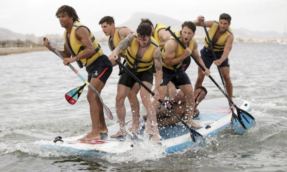 Bournemouth players take to paddle boards during a pre-season team-building exercise in La Manga.
