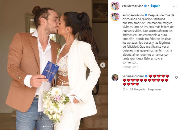 El emotivo posteo de Silvina Escudero a menos de una semana de su casamiento
