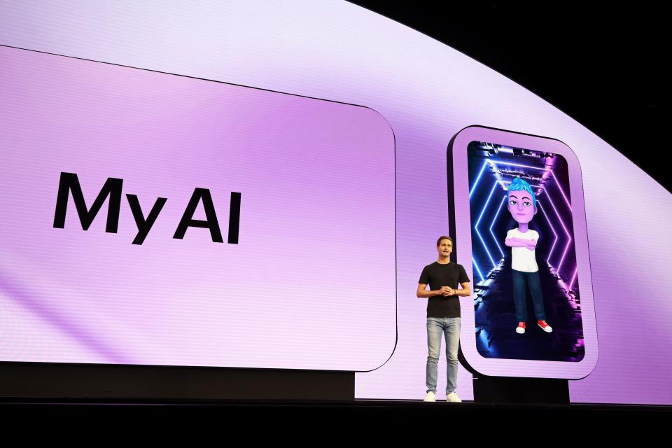 Snapchat CEO Evan Spiegel introducing My AI