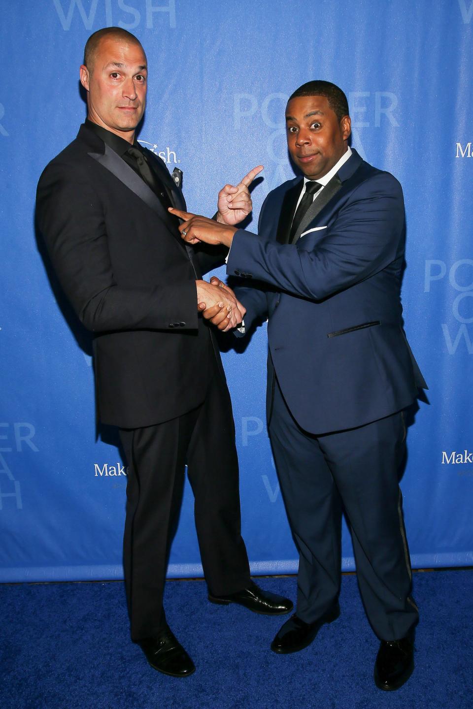 Nigel Barker and Kenan Thompson shake hands at the 2019 Make-A-Wish Gala at Cipriani Wall Street on Thursday in N.Y.C. 