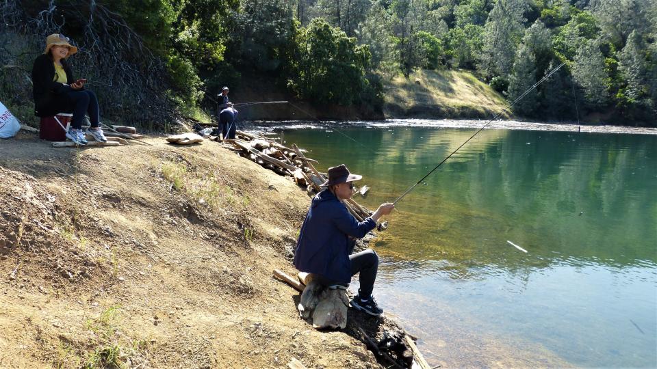 Anglers try their luck from the shore at Lake Shasta on Monday, May 15, 2023.