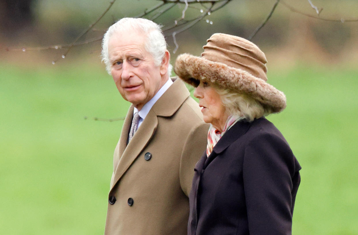 King Charles pictured with Queen Camilla. (Getty)