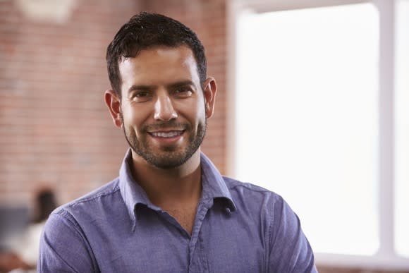 Smiling young adult male