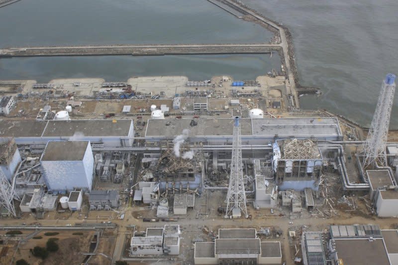 Officials last month started releasing treated wastewater from the plant from the crippled Fukushima Dai-ichi nuclear power plant. File Photo from Air Photo Service Co. Ltd./UPI