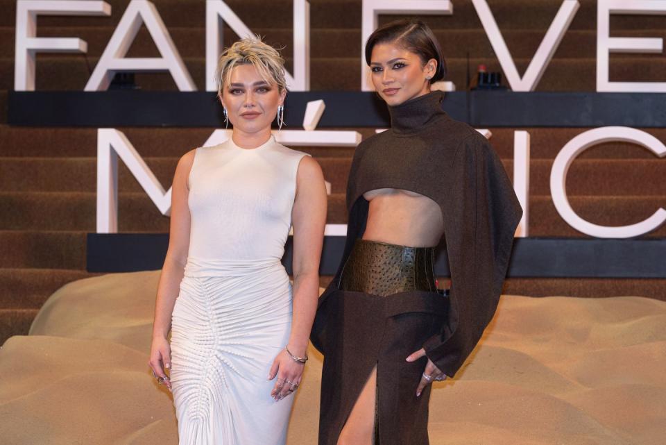 zendaya and flroence pugh at the dune premiere