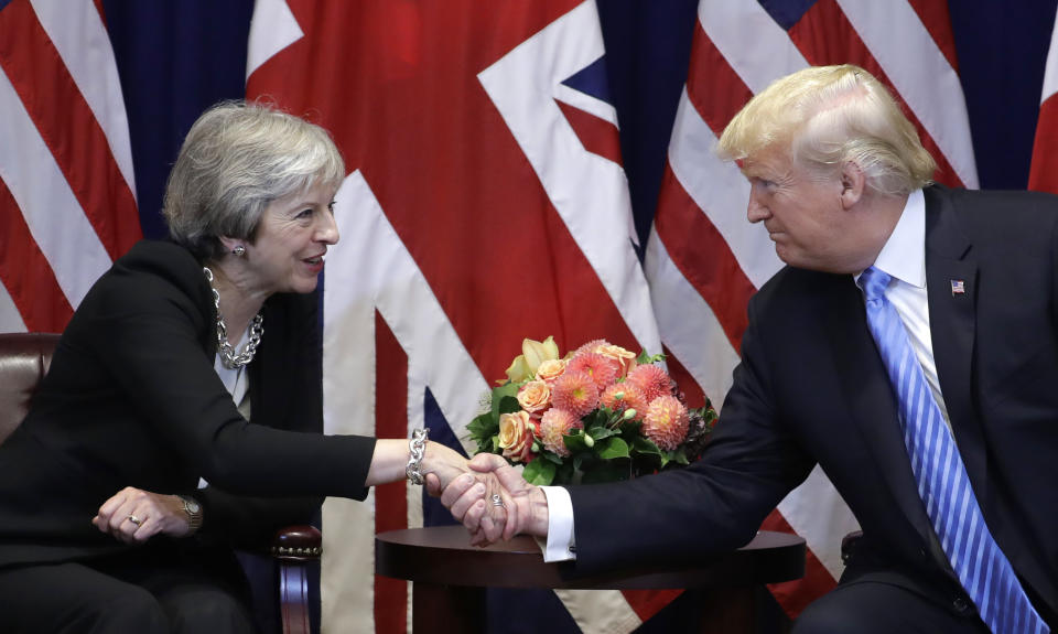 <em>Theresa May discussed hopes for a trade deal after the PM rejected the notion that Britain was rejecting the world over Brexit (AP)</em>