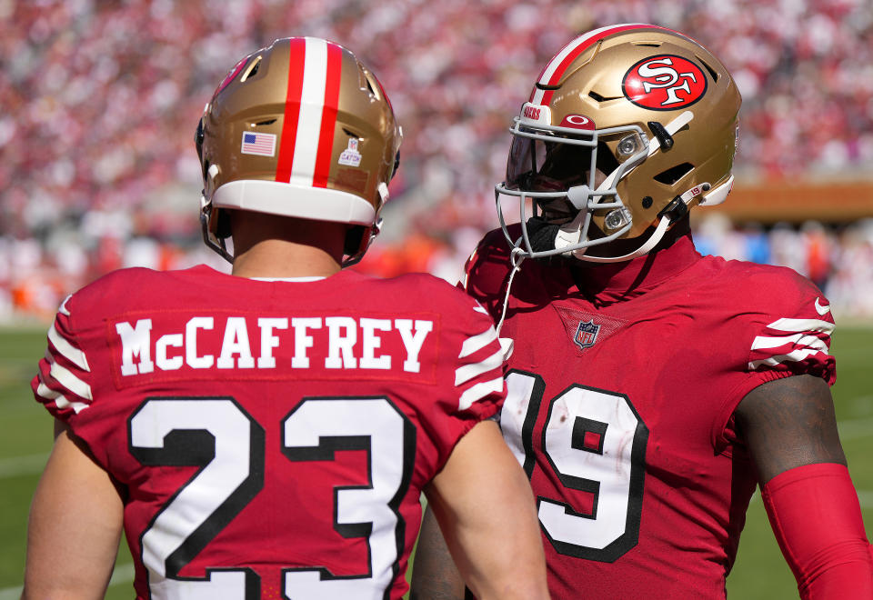 With Christian McCaffrey and Deebo Samuel, Jimmy Garoppolo doesn&#39;t lack for playmaking teammates. (Thearon W. Henderson/Getty Images)