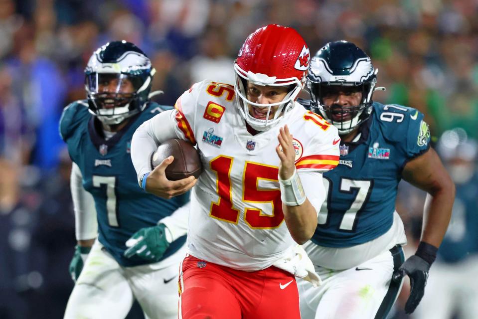 Chiefs QB Patrick Mahomes generally avoided the Eagles pass rushers in Kansas City's Super Bowl 57 win.