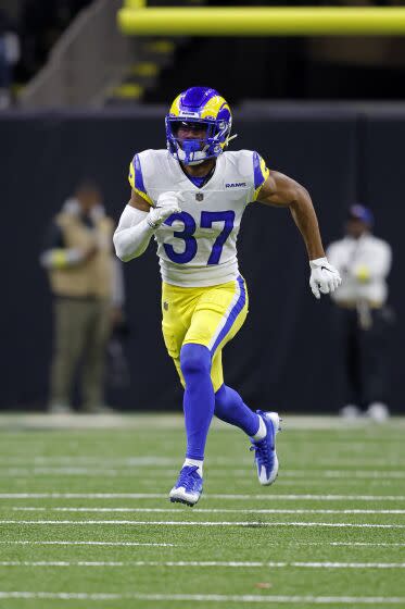 Rams safety Quentin Lake during an NFL football game against the New Orleans Saints, Sunday, Nov. 20, 2022, in New Orleans.