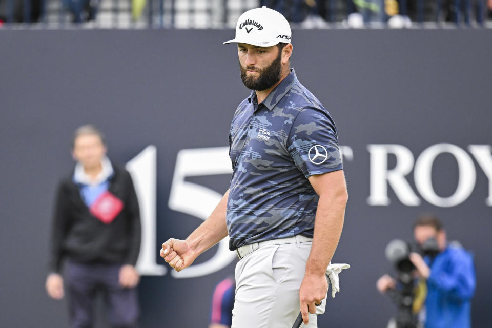 Jon Rahm put real pressure on Brian Harman, who still holds a five-shot lead after three rounds at the British Open. (Keyur Khamar/PGA Tour/Getty Images)