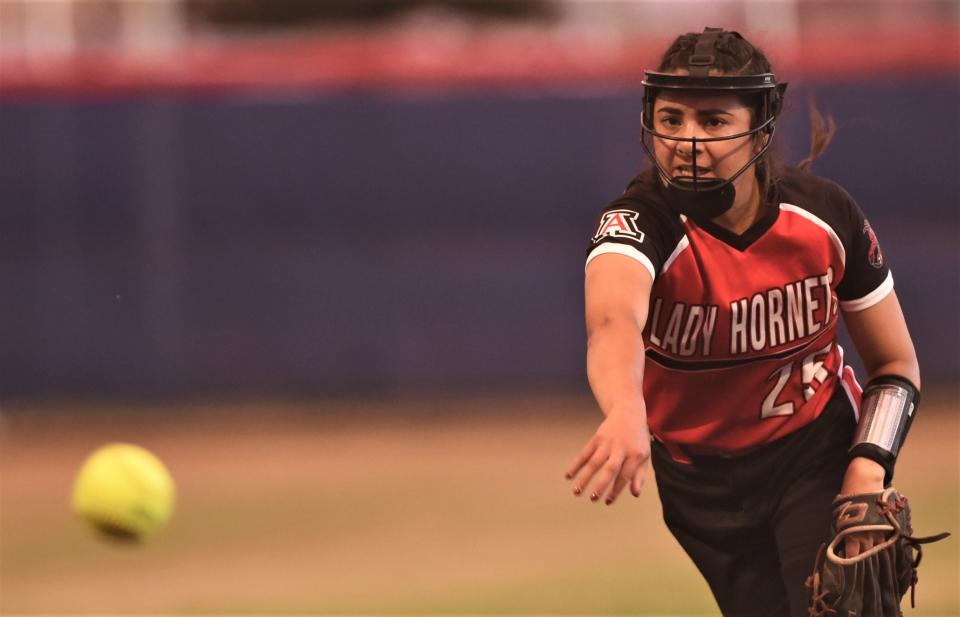 Aspermont pitcher Patricia Murguia throws a pitch to a Eula batter in the second inning.