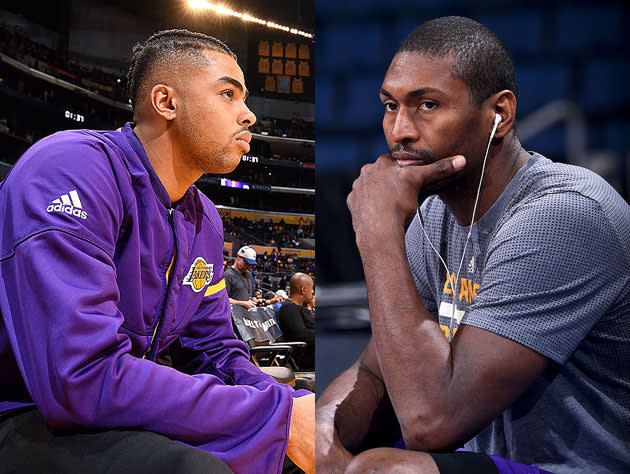 D'Angelo Russell and Metta World Peace consider vision boards. (Getty Images)