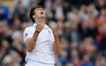 Cricket - England v Australia - Investec Ashes Test Series Third Test - Edgbaston - 29/7/15 England's Steven Finn celebrates after dismissing Australia's Steve Smith (not pictured) Reuters / Philip Brown Livepic