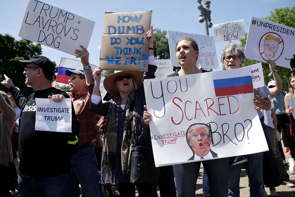 Hundreds gather at the White House to protest Trump’s firing of FBI Dir. Comey