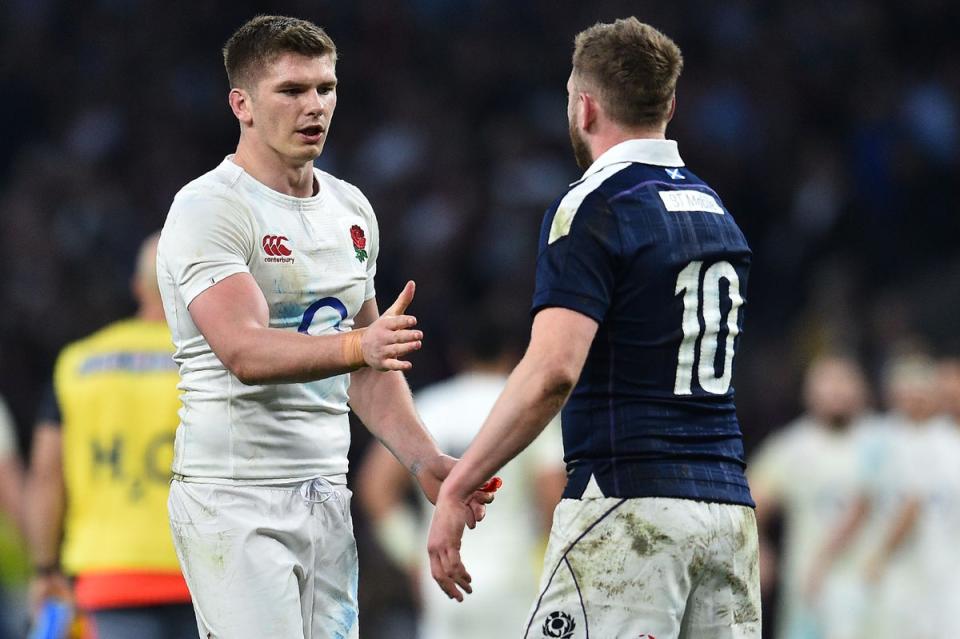 England’s Owen Farrell (left) and Scotland’s Finn Russell have forged a friendship (AFP via Getty Images)