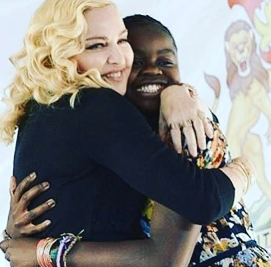 <p>After opening a pediatric center in Malawi in honor of her daughter Mercy James, Madonna gave her daughter a shout-out on social media for “beautiful speech!!” Madonna described herself as “so proud.” (Photo: <a rel="nofollow noopener" href="https://www.instagram.com/p/BWd0POCBX7W/?taken-by=madonna" target="_blank" data-ylk="slk:Madonna via Instagram;elm:context_link;itc:0;sec:content-canvas" class="link ">Madonna via Instagram</a>) </p>