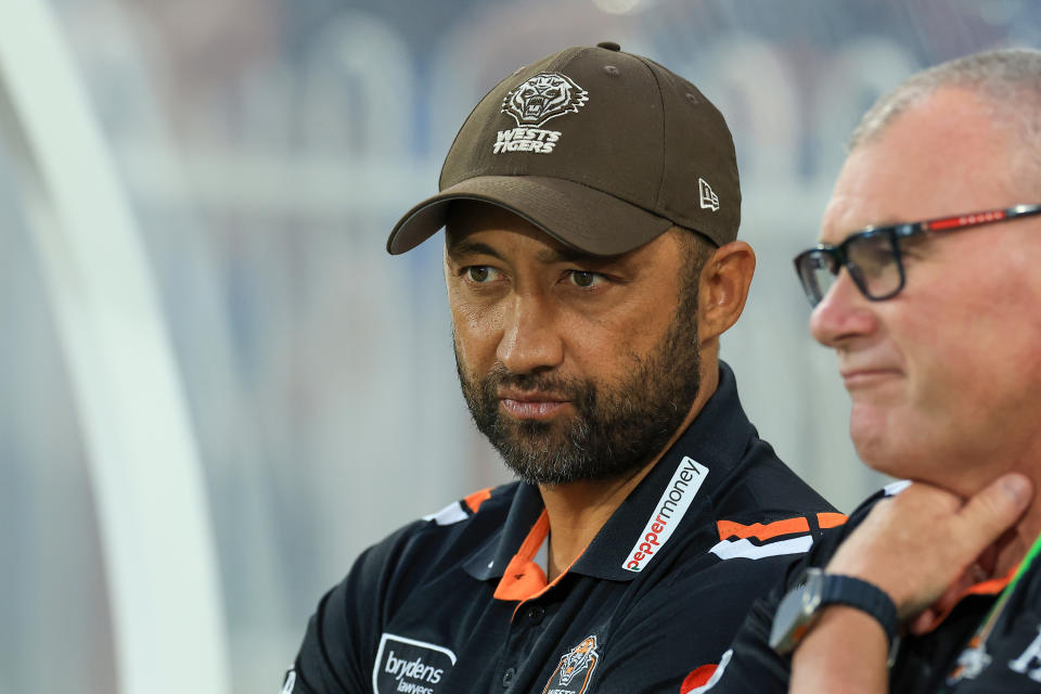 Benji Marshall watches the trial game.