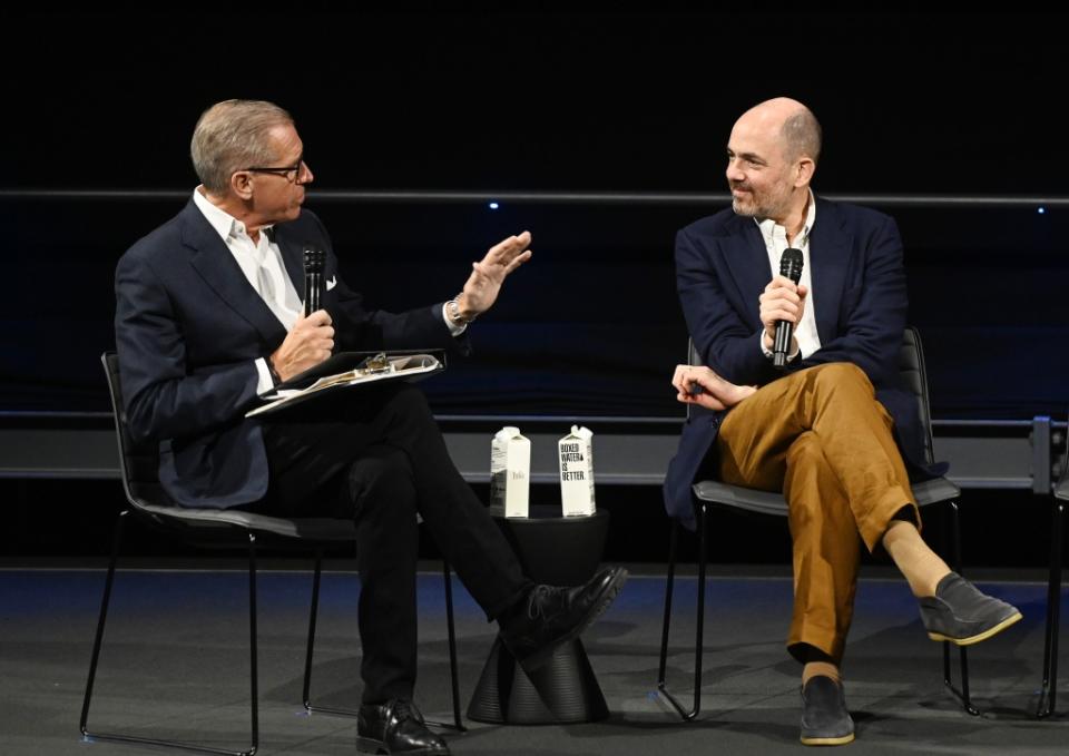 Brian Williams, Edward Berger at the screening event for "All Quiet on the Western Front" held at the Academy Museum David Geffen Theater on February 11, 2023 in Los Angeles, California.