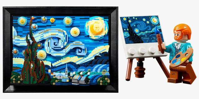 Vincent van Gogh's The Starry Night, but make it LEGO