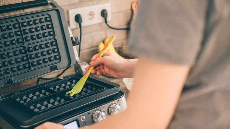 greasing waffle iron