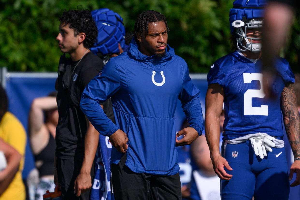 Colts running back Jonathan Taylor. (Photo by Zach Bolinger/Icon Sportswire via Getty Images)