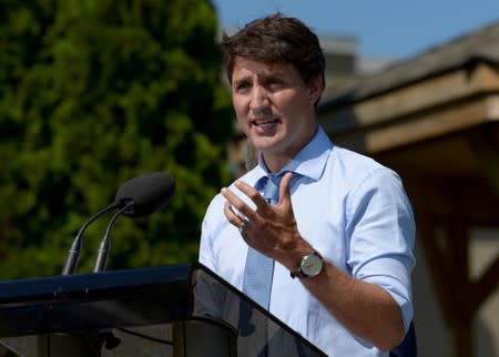 FILE PHOTO: FILE PHOTO: Canada's Prime Minister Justin Trudeau speaks at the Niagara-on-the Lake Community Centre in Niagara-on-the-Lake Ontario
