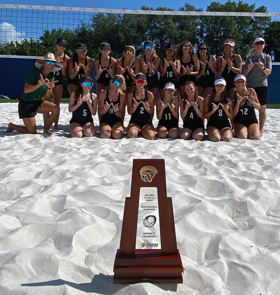 The Lakewood Ranch High beach volleyball team won the Class 1A-District 21 title.