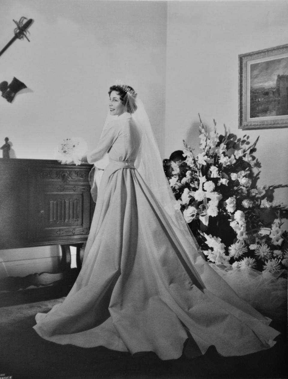 A dress designed by Karl Lagerfeld for Christiane Norero’s 1954 wedding.