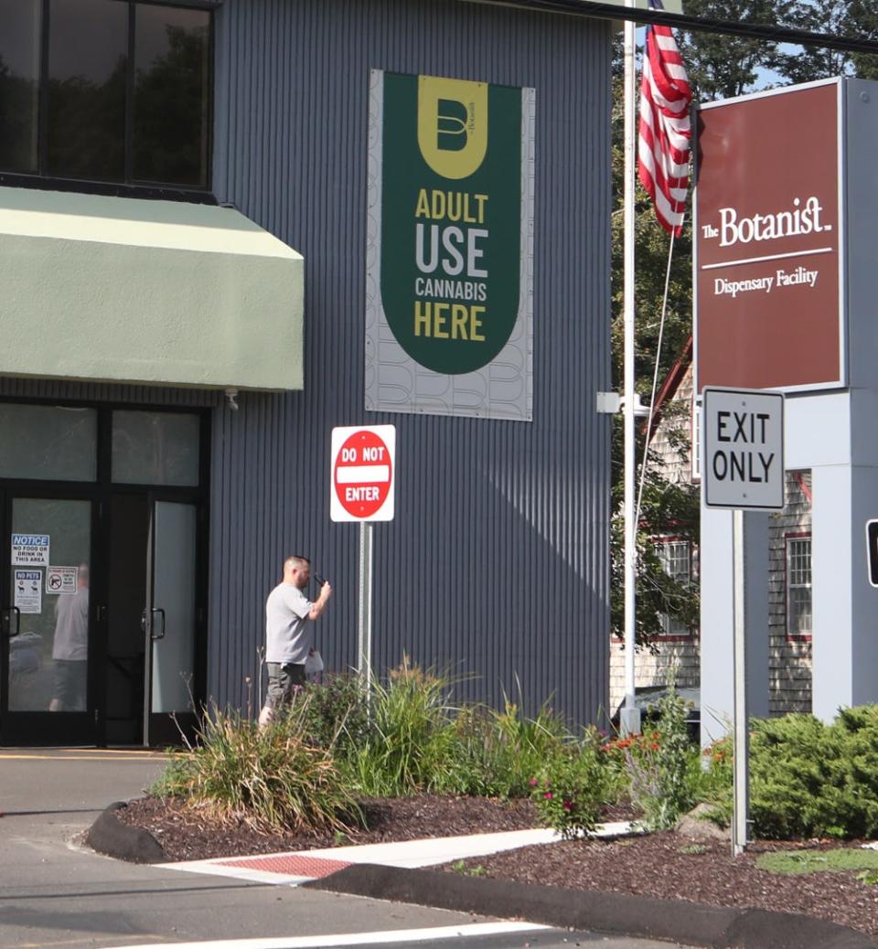 A customers leaves The Botanist, a cannabis dispensary just a mile from the New York line  on  Mill Plain Road in Danbury, CT Sept. 6, 2023.