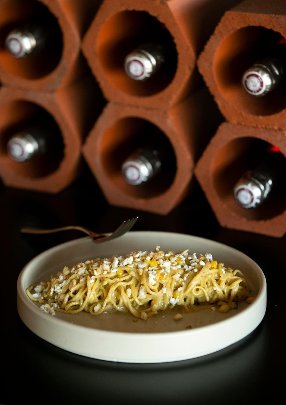 The elote pasta dish at Valentine restaurant in Phoenix.